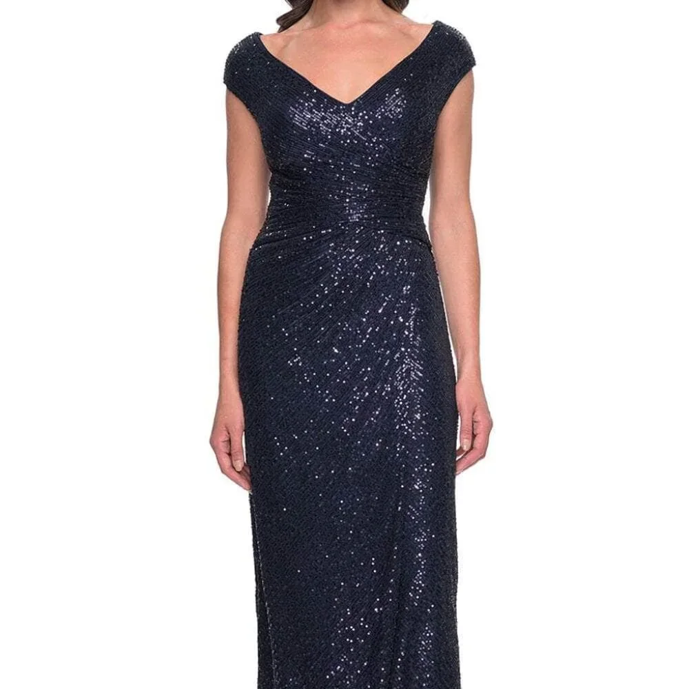 SALE NWT La Femme 30856 Sequin Mother of the Bride Dresses Navy Size 12